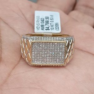 10kt solid gold real daimond ring for men size 10